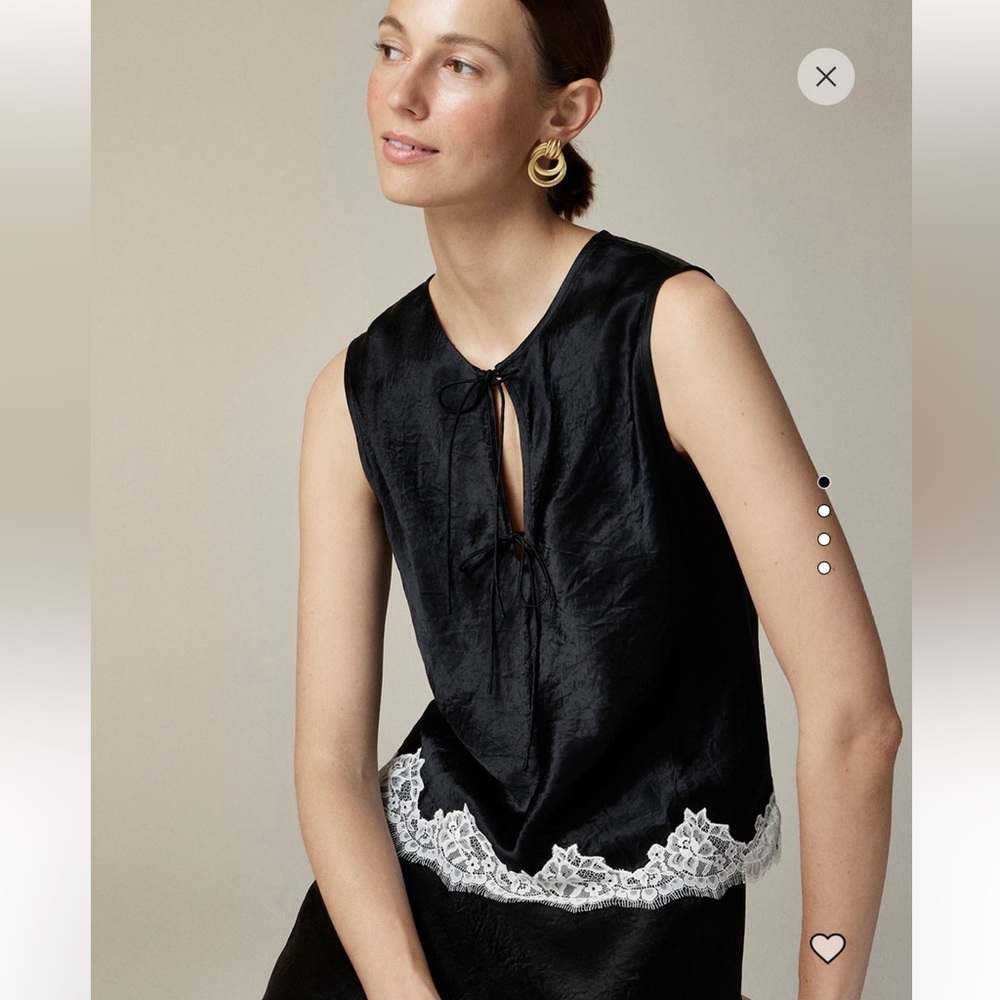 NWT J. Crew Textured satin top with lace hem
